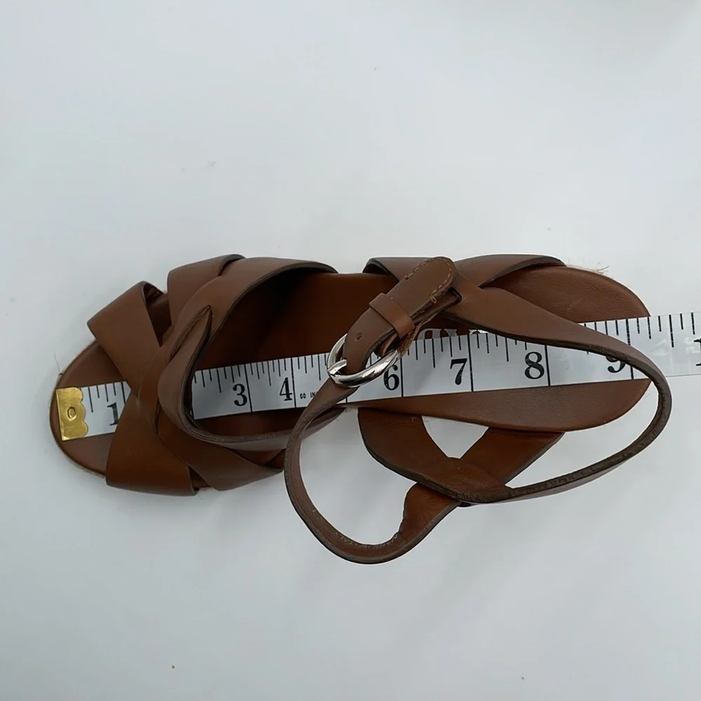 Prada Rony Brown Leather Espadrilles Platform Jute & Rubber‎ Wedge Heel - 37